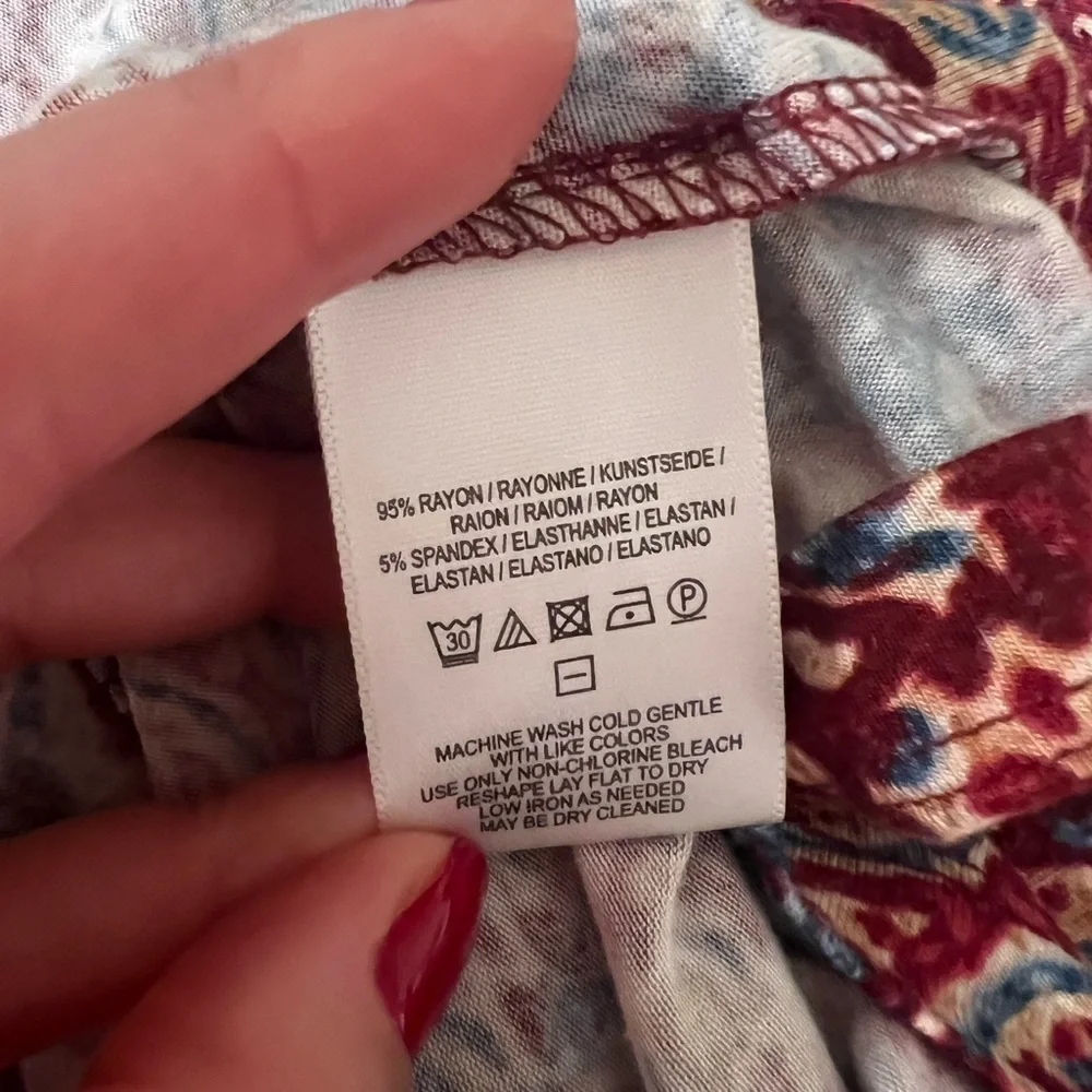 ANTHROPOLOGIE MAEVE Printed Cowl Neck Sleeveless Red Dress Sz S - Picture 5 of 5